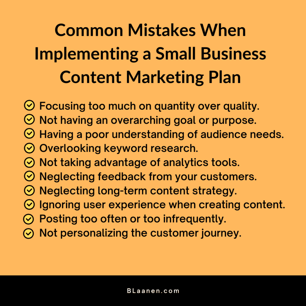 Common Mistakes When Implementing a Small Business Content Marketing Plan